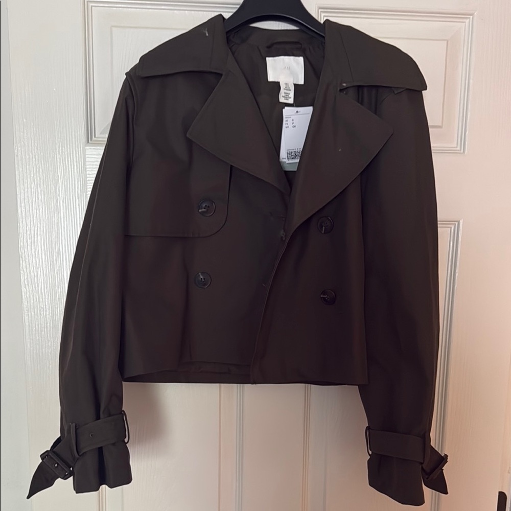 Women's Cropped Trench Coat Olive Green